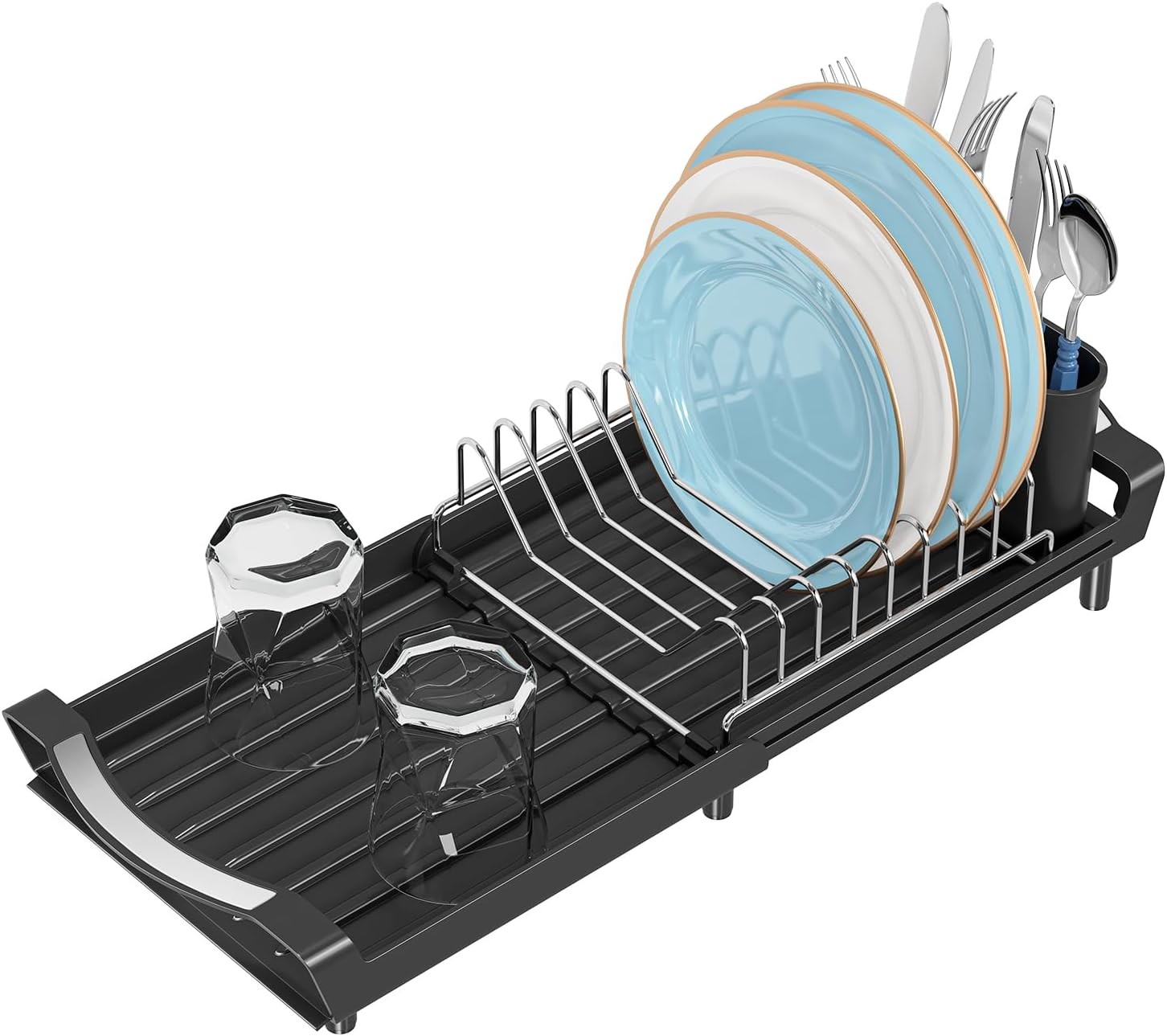 Small Dish Drying Rack, Compact Expandable Dish Rack