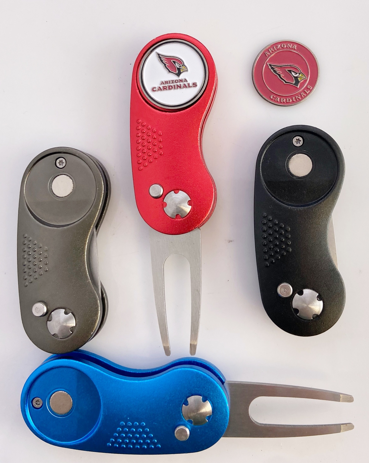 2 Prong Switchblade GOLF DIVOT REPAIR TOOL Black + Ballmark ARIZONA CARDINALS