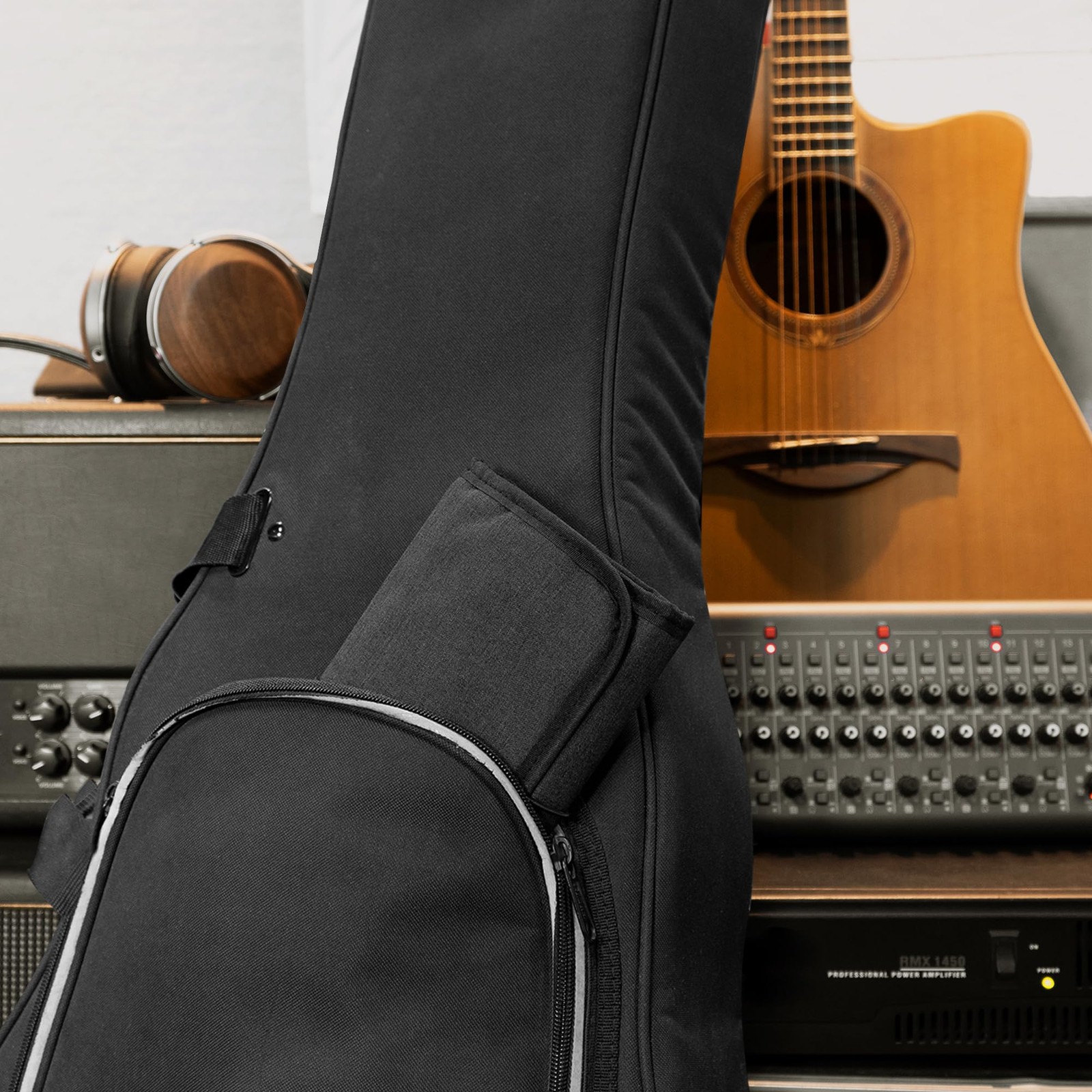 Musiin Guitar Accessory Organizer Bag, Foldable Easy Access Black, Black