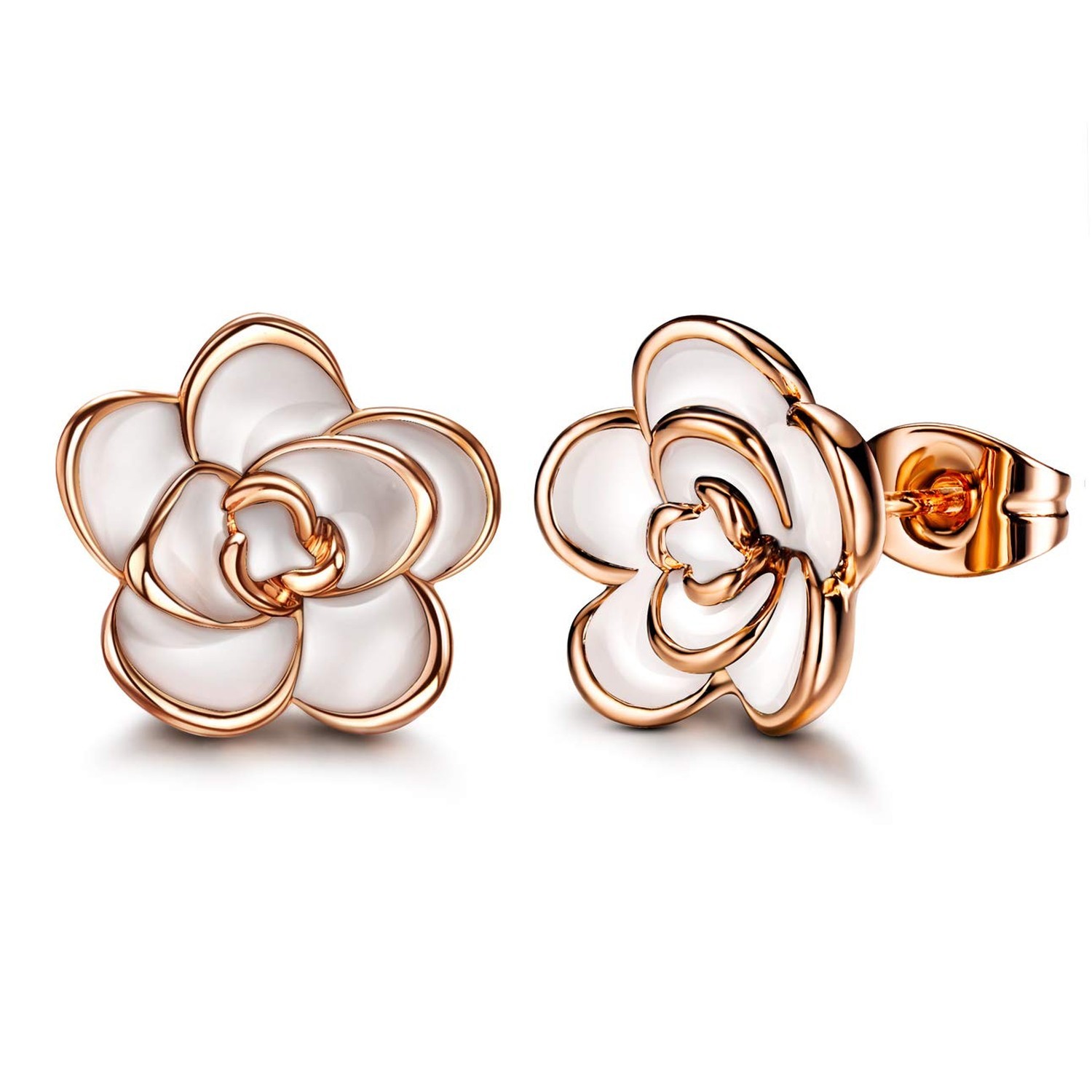 AllenCOCO Rose Flower Stud Earrings for Women Sensitive Ears, Hypoallergenic ...