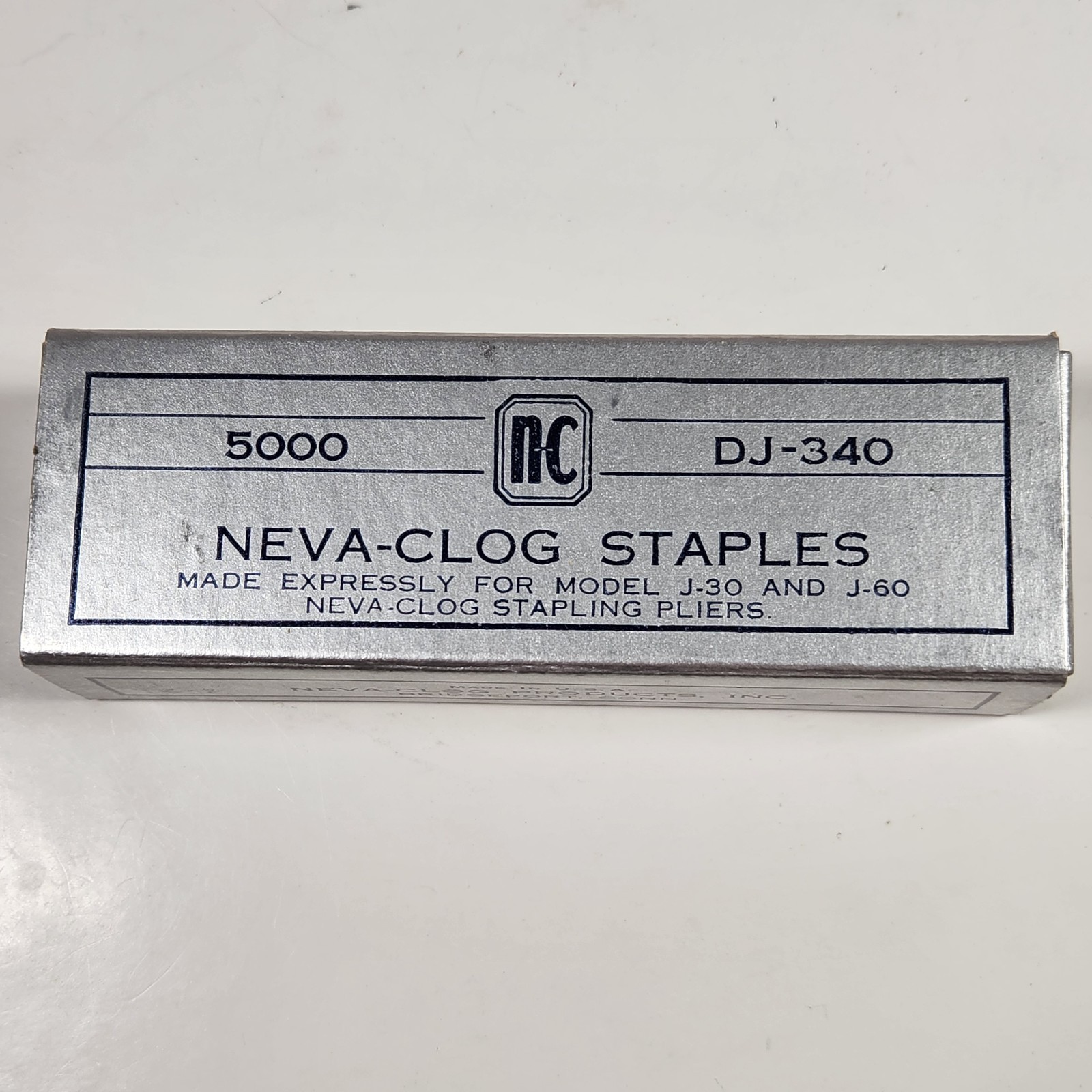 Neva-Clog Staples Full Box DJ-340 5000 Vintage Models J-30 J-60 Model Staples
