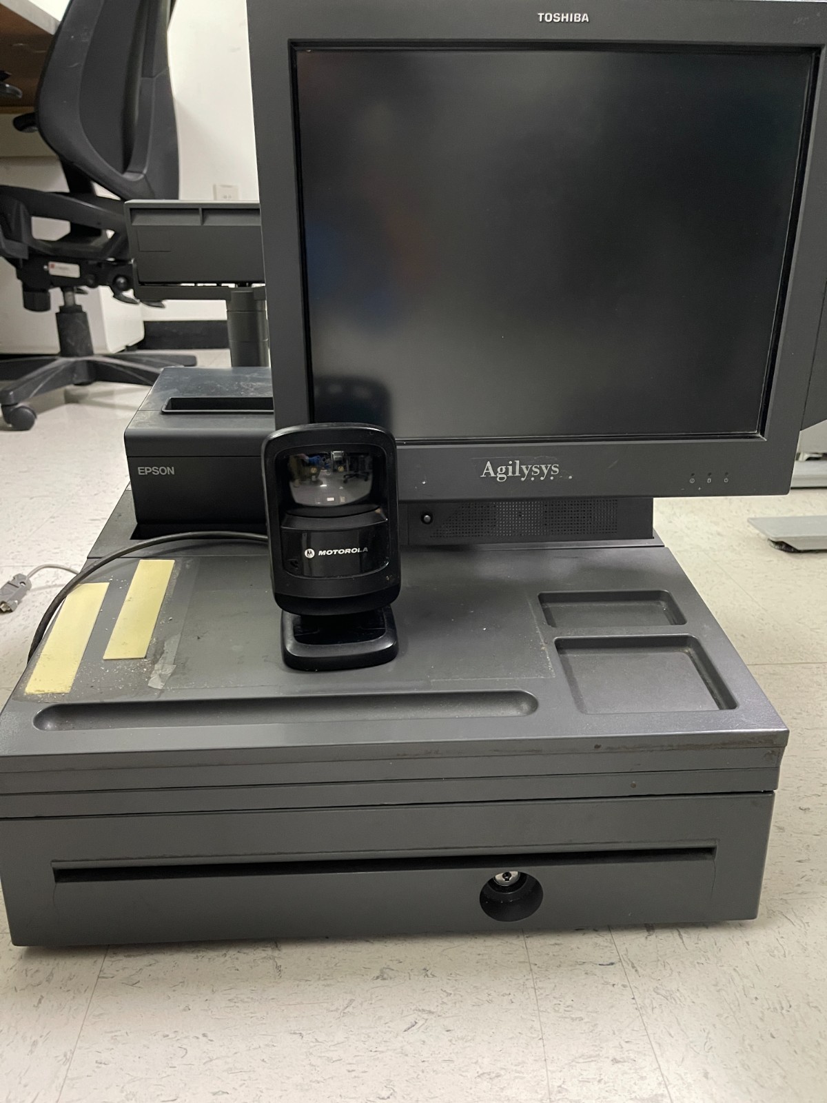 TOSHIBA DPS-300AB-80A POS w/ Epson TM-T88V Model: M244A and see details