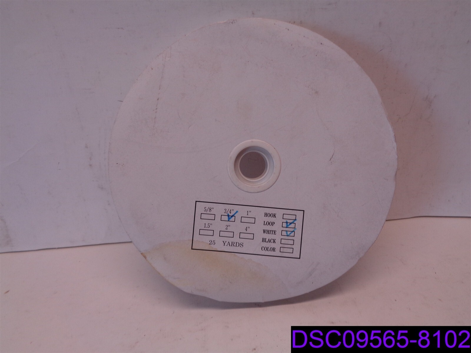 Loop White Hook and Loop 3/4" Wide x 25 Yards