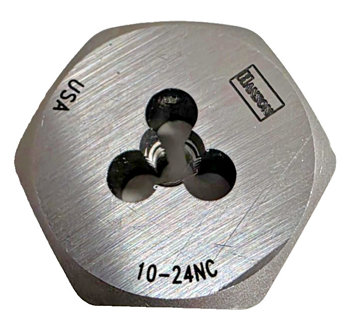 10-24 X 1" Hex Die Irwin 6428 Carbon Steel SAE USA RH Rethreading Hanson 10/24