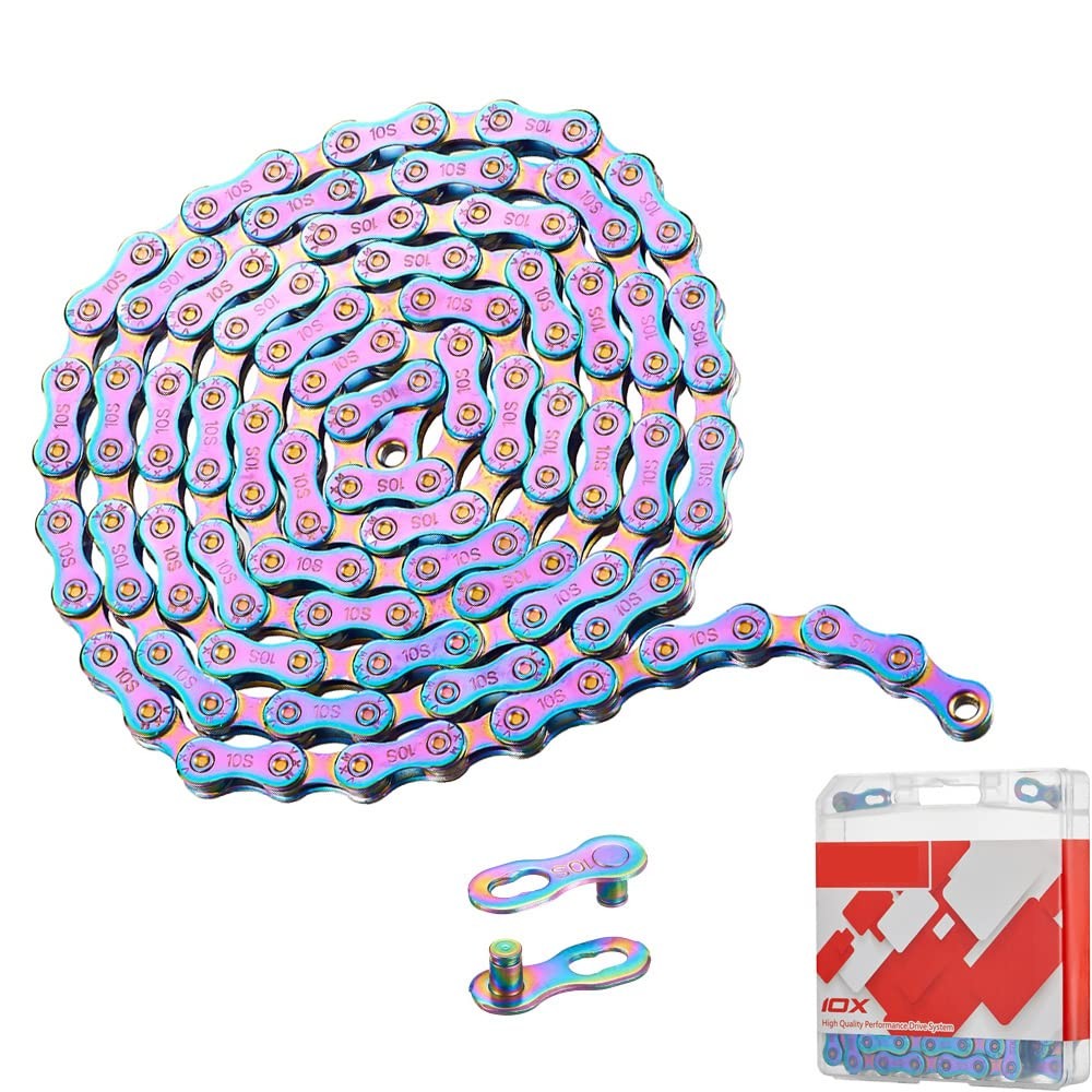 10 Speed Bike Chain Rainbow Chain for Bike 1/2" x11/128 116 Links Lightweight...