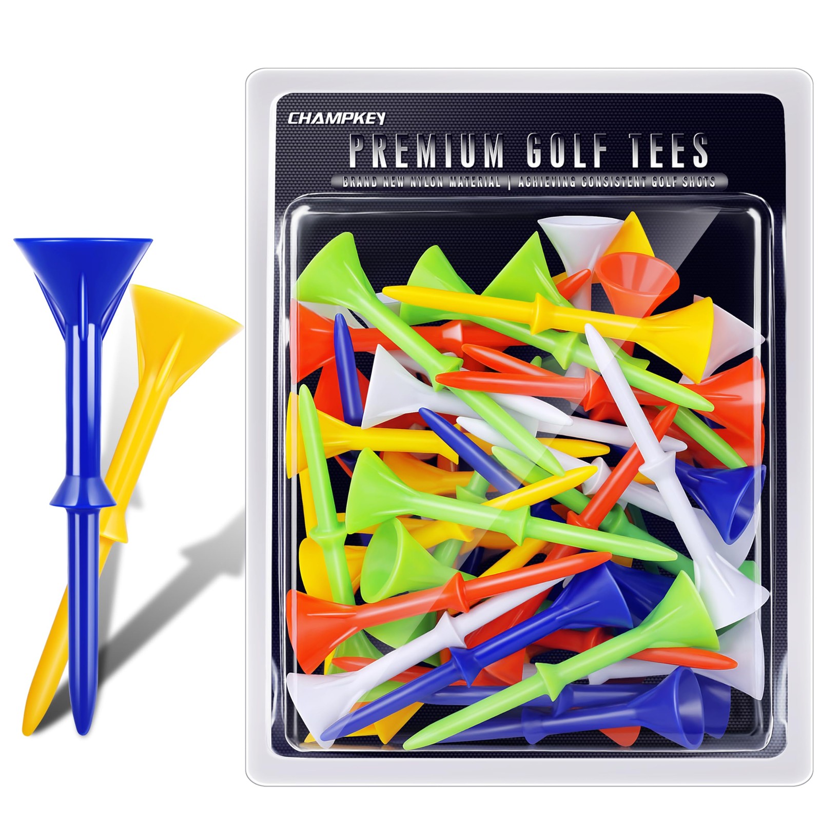 CHAMPKEY 3-1/4" Premium Plastic Golf Tees｜Excellent Large, Mixed Color