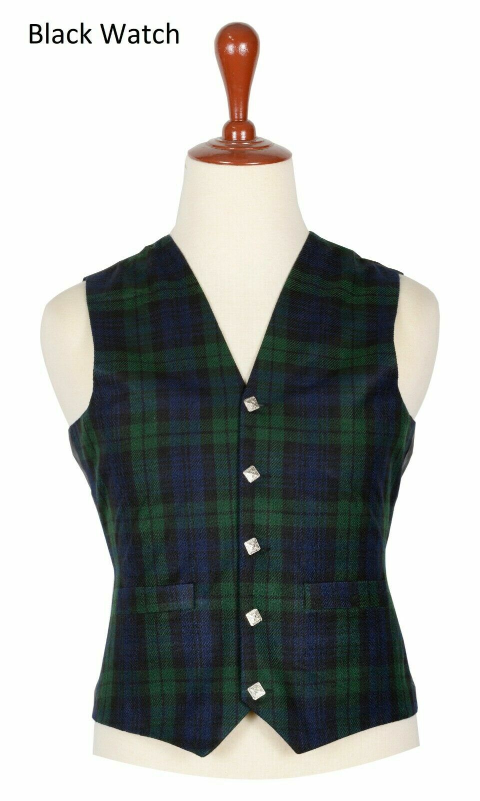 Argyle Waist Coat Vest Scottish Kilt Vest Black Watch 5 Buttons Vest