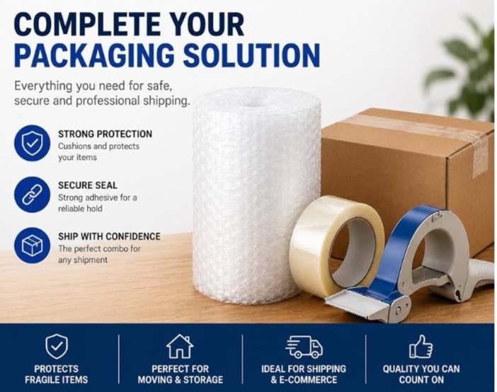 Bubble Wrap Rolls 2 Pack 15cm x 2m Small Cushion Packaging Moving Shipping