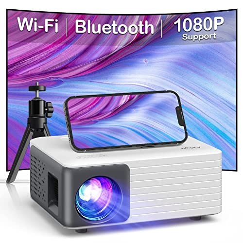 AKIYO O1 Mini LED Projector WiFi Home Theater HDMI Remote Tripod Bundle