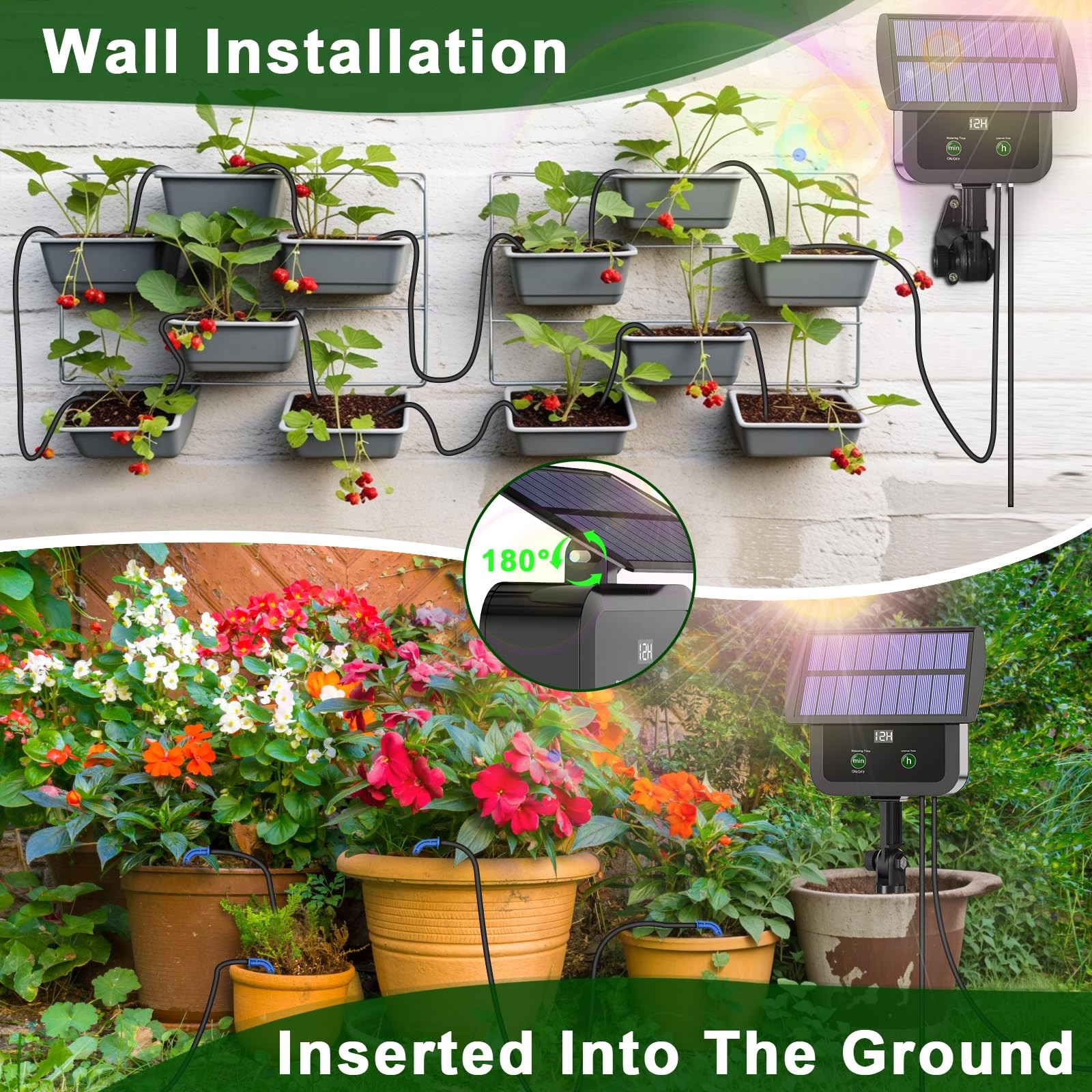 LCD Display Solar Drip Irrigation System Kit, 30 Working Modes & 10 Watering Int