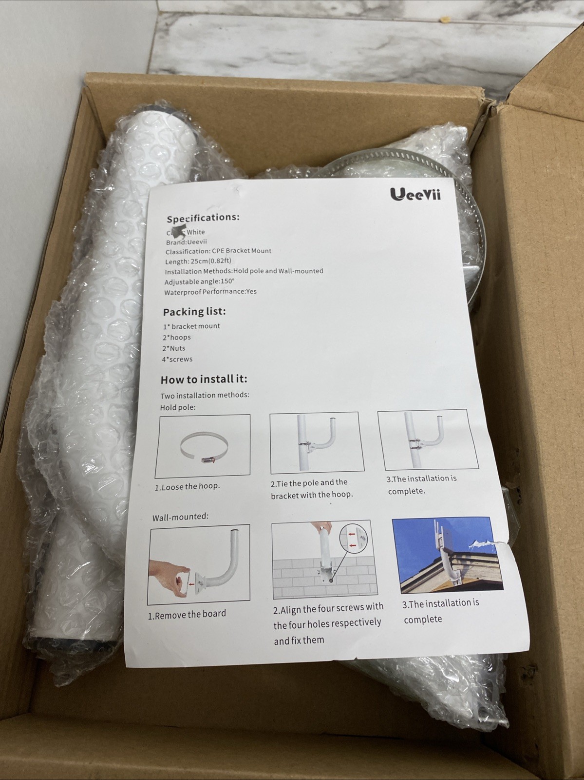 Ueevii Wireless Bridge Bracket Mount Pole Wall-Mount for Outdoor AP Bridge CPE
