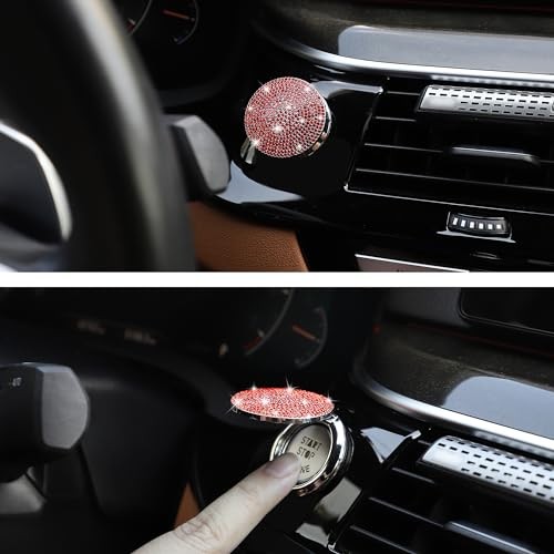 Bling Car Engine Start Button Cover Diamond Crystal Push Start Ring Red