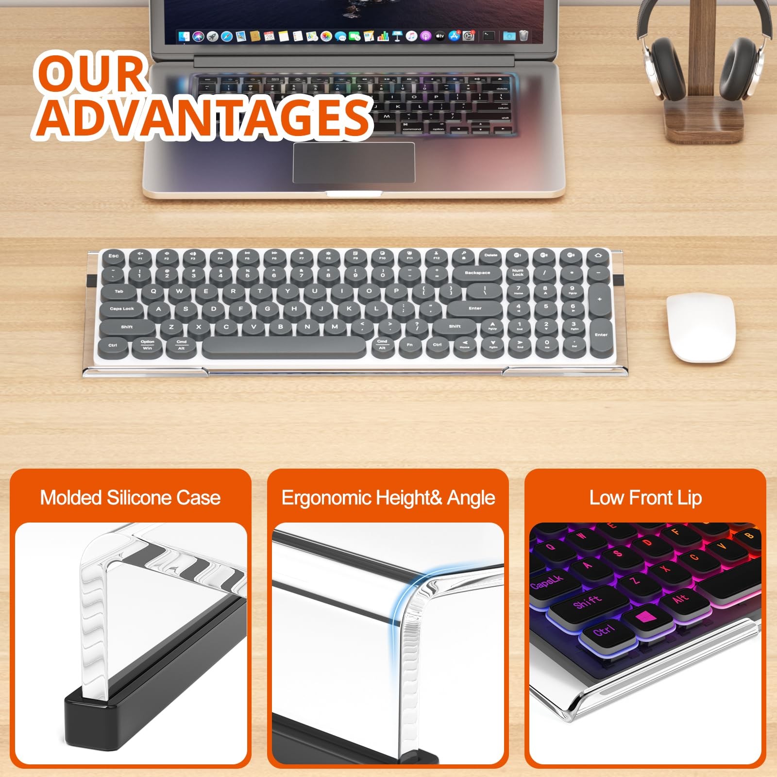 Richboom Computer Keyboard Stand Tilt PC Keyboard Stand Riser for Easy Ergono...