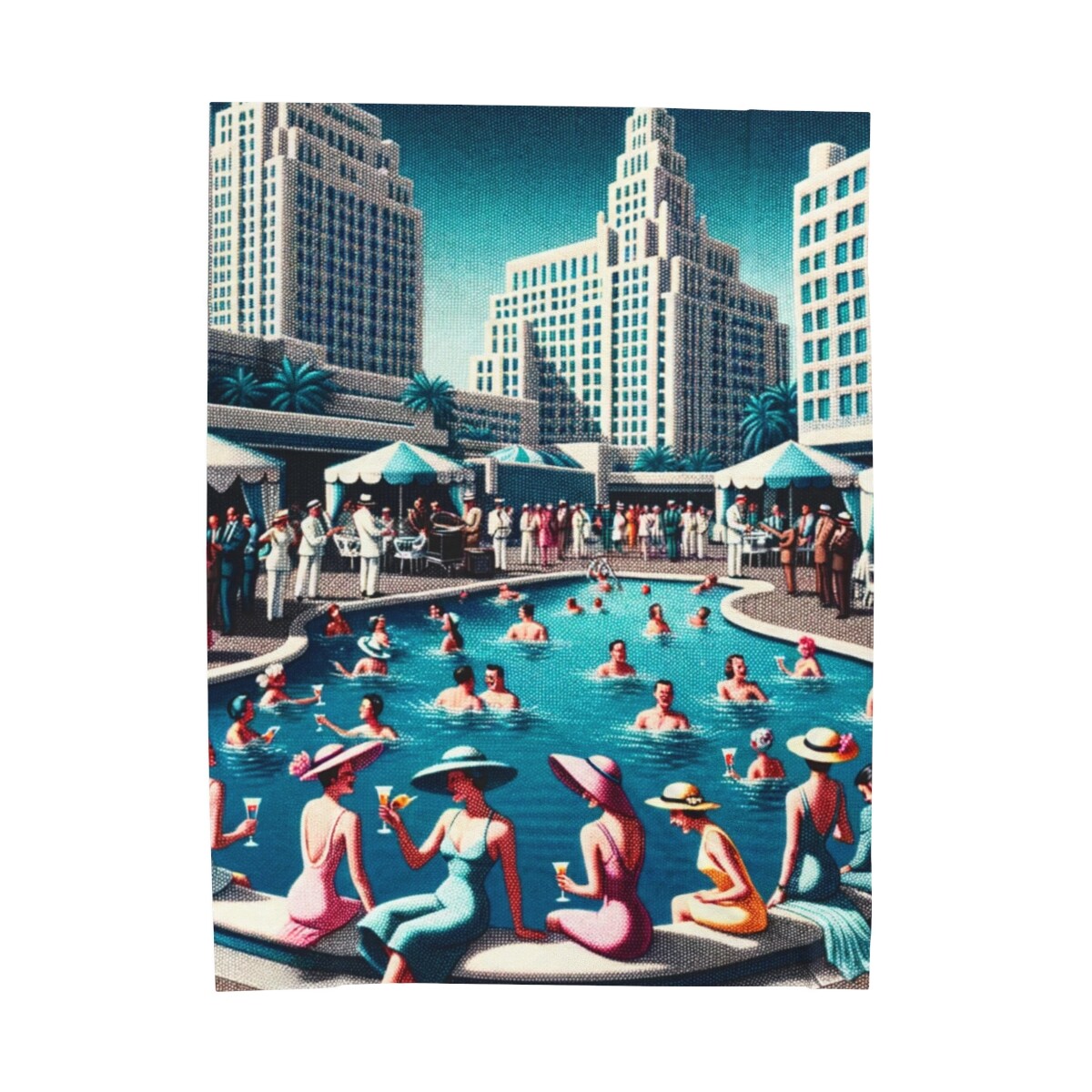Velveteen Plush Blanket Retro 40s 50s Pool Party Las Vegas Resort Classy Decor