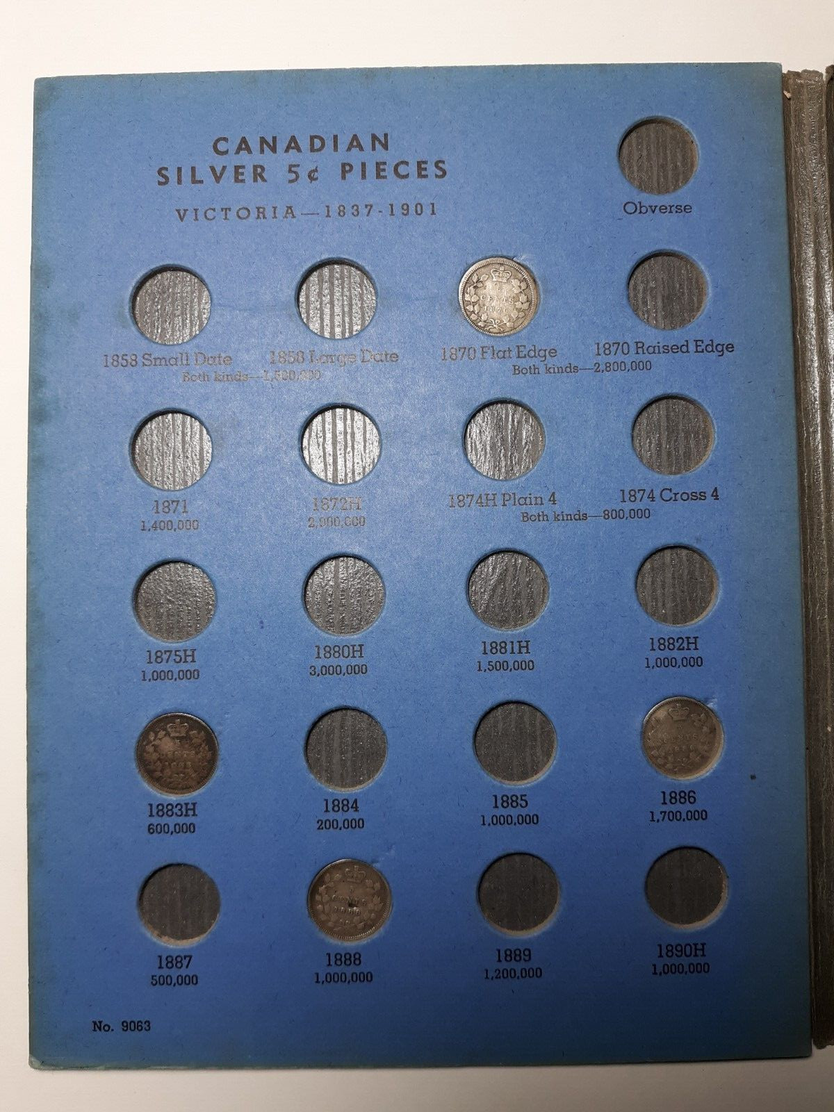 23 DIFFERENT CANADA 5c SILVERS IN FOLDER