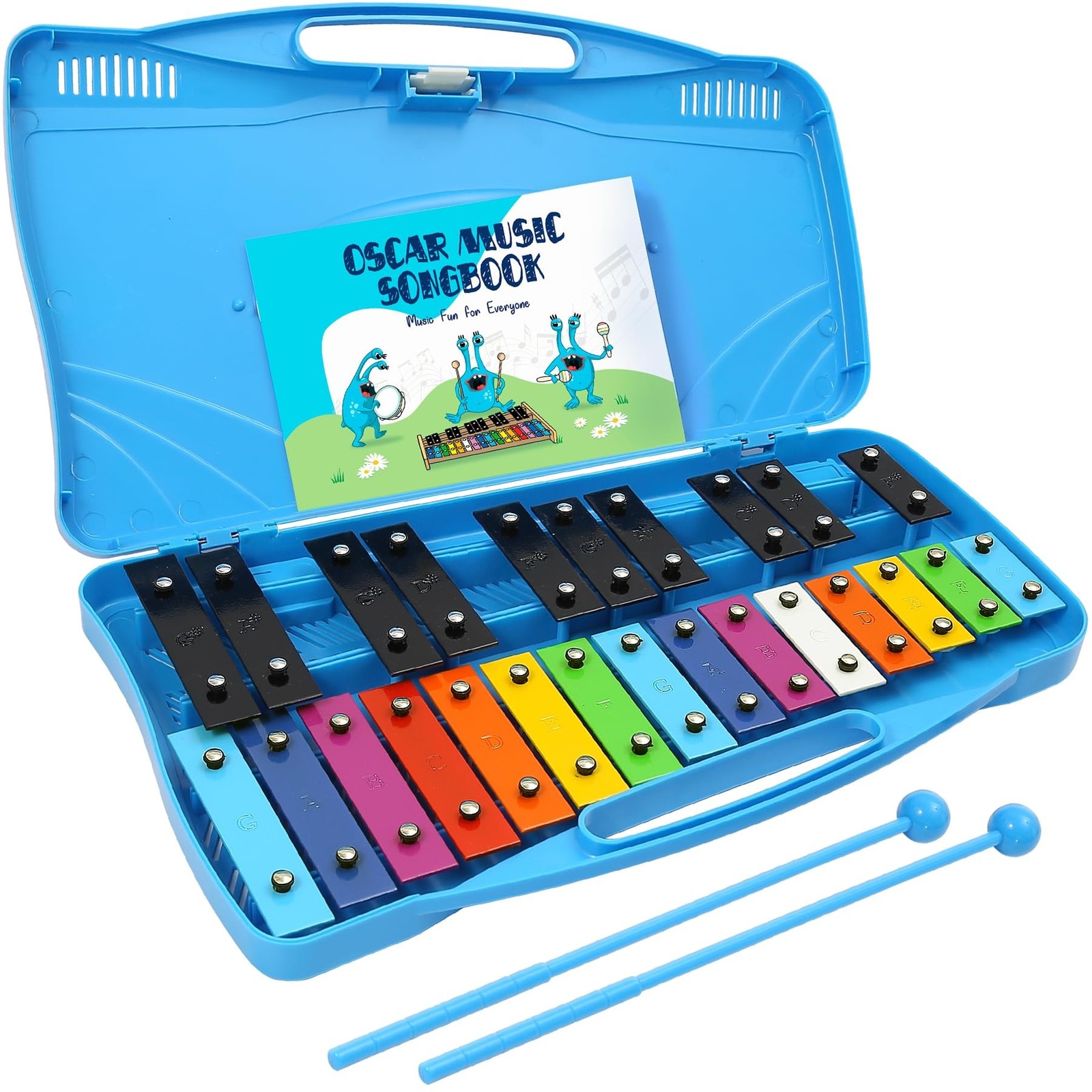 MINIARTIS Glockenspiel Xylophone | 25 Note Colorful Metal Keys Xylophone for ...