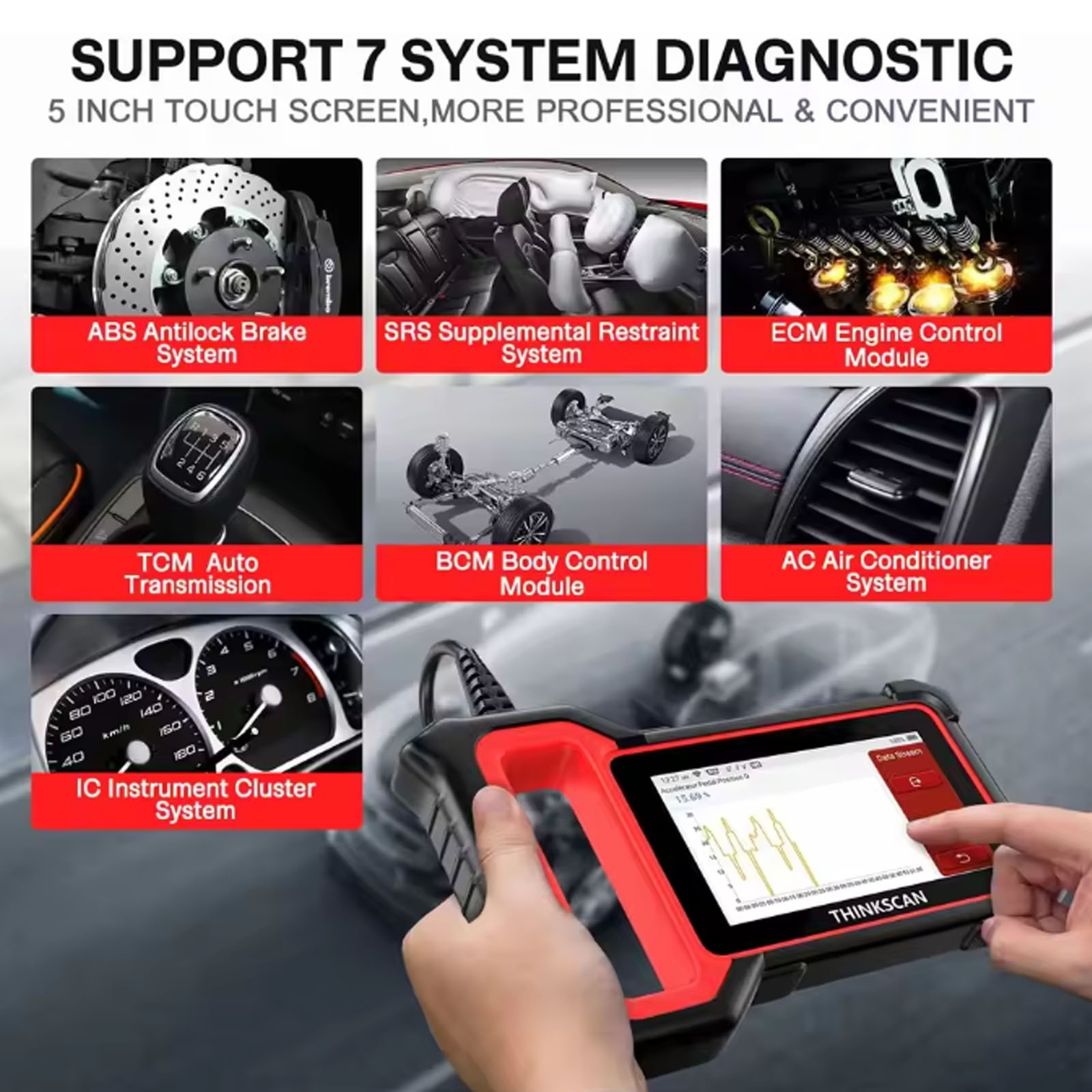 Thinkscan Plus S7 OBD2 Scanner Code Reader ABS SRS AC Car Engine Diagnostic Tool