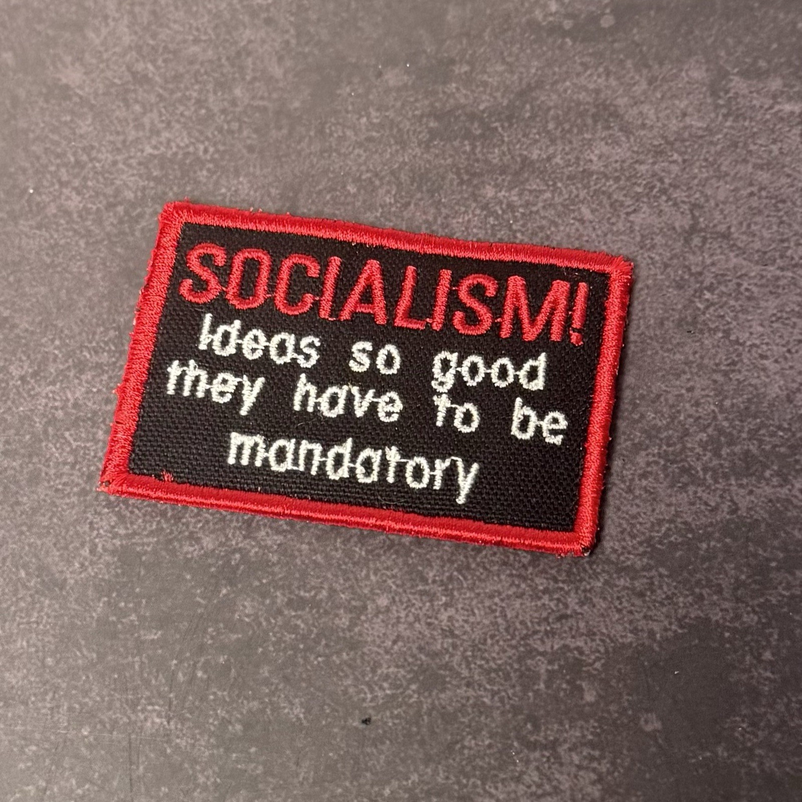 Socialism - Ideas Are Mandatory Funny Morale Patch 2x3" | VELCRO® Brand Fastener