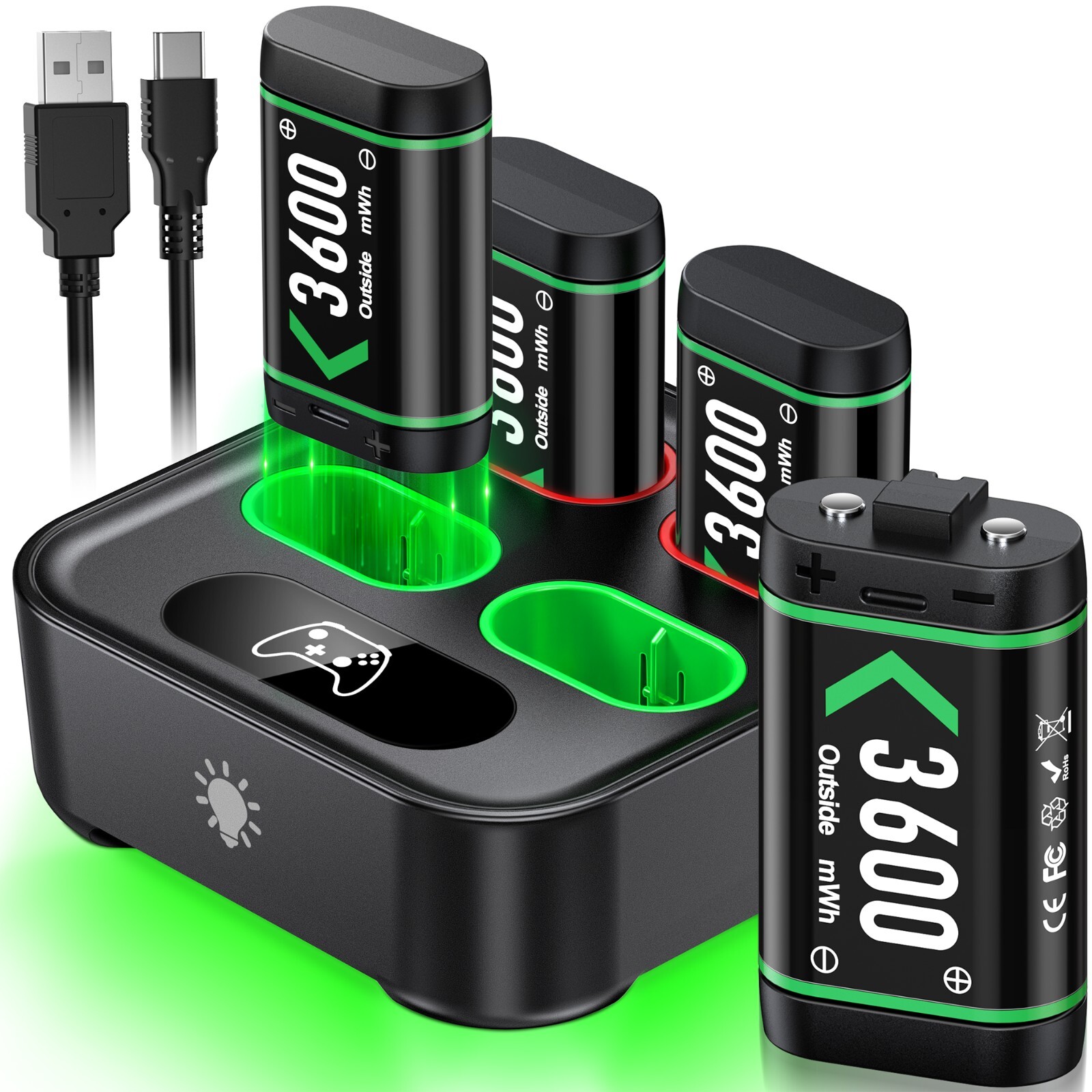Rechargeable Battery for Xbox One X/S&Series X/S Controller Charger Dock Station