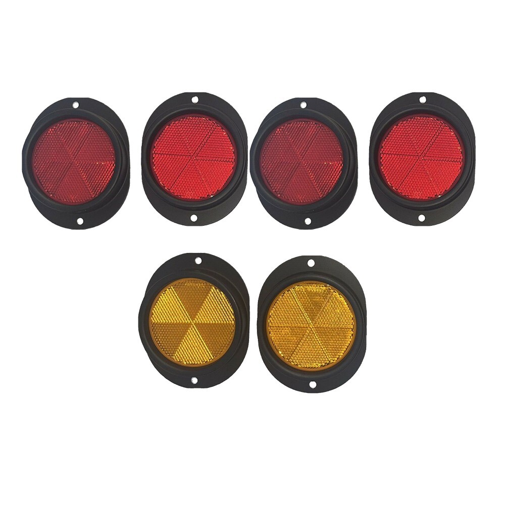 6pc BLACK Reflector Kit (4 Red / 2 Yellow) fits Humvee + All Military Vehicles