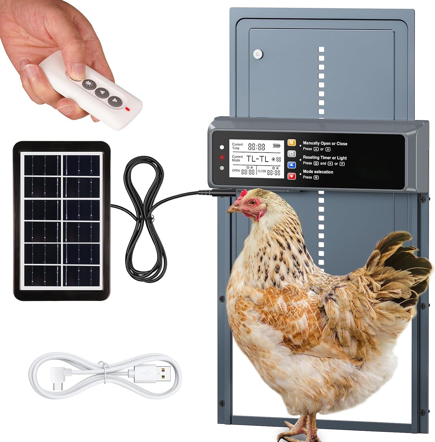 Smart Automatic Chicken Door with Timer, Remote Control & Anti-Pinch Safety
