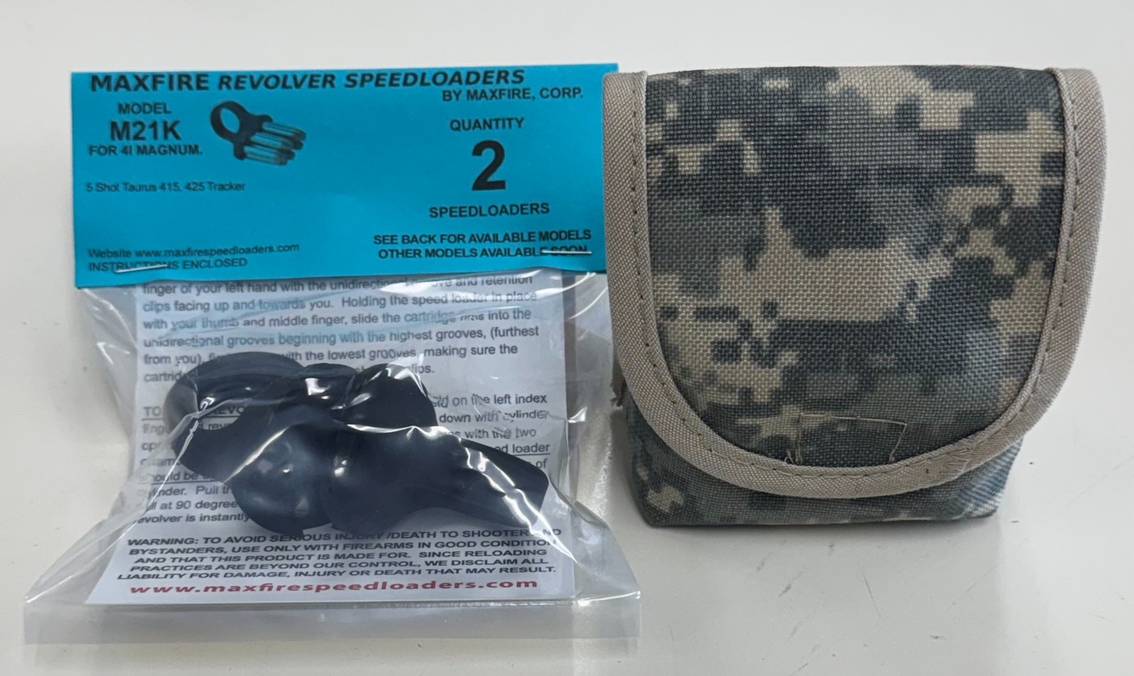 (2 PACK) MaxFire #21 Speedloaders [5-shot .41 Mag] w/Pouch -Taurus 415, 425, FS