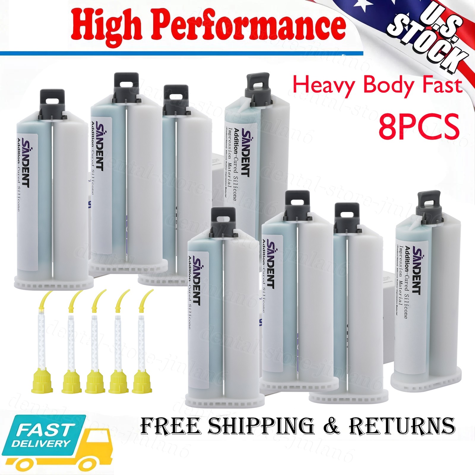 8 x Heavy Body Fast Rapid Set Impression Material, 50mL Cartridges VPS PVS