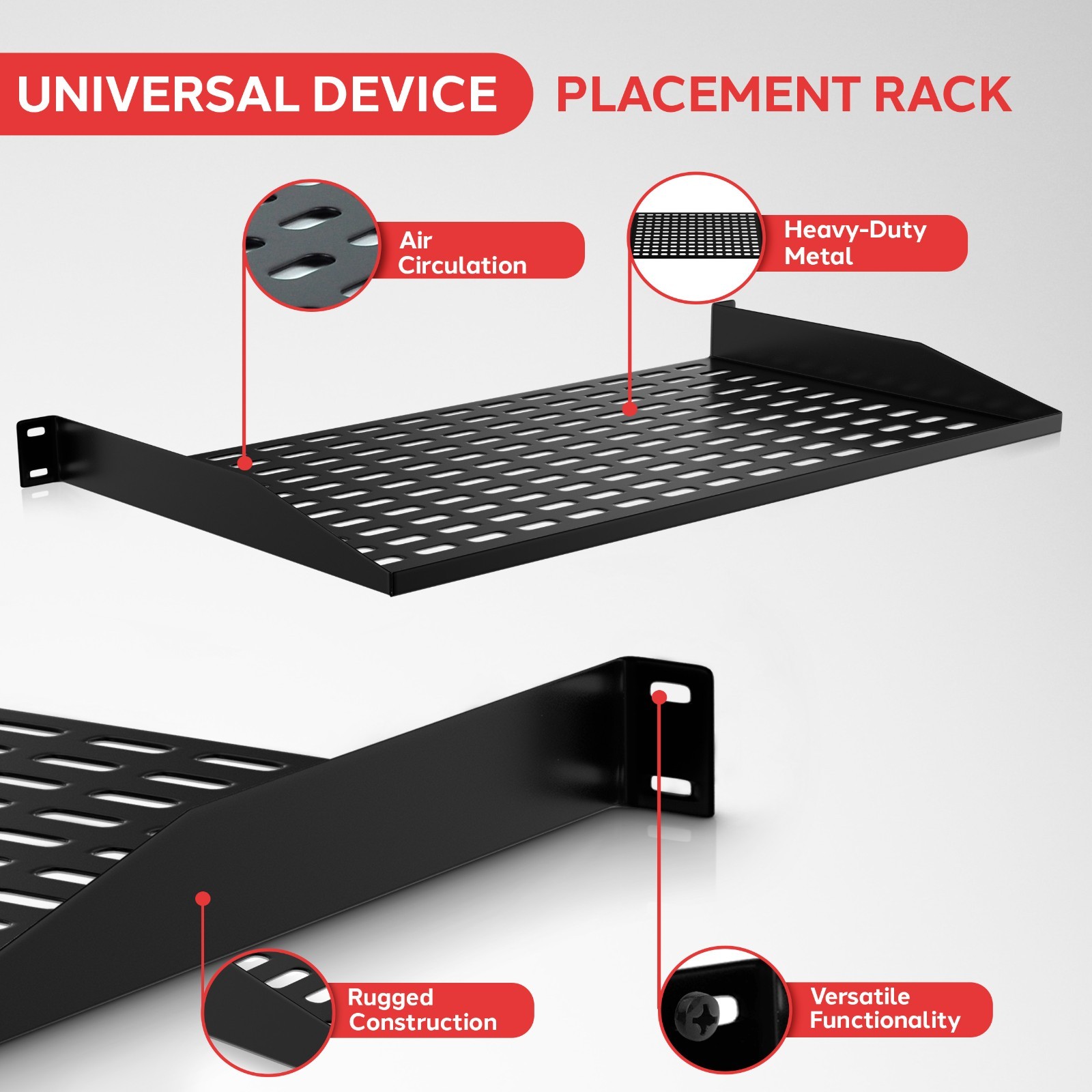 Pyle 6-Pack 1U Server Rack Shelf - Universal Device Server Rack Mounting Tray