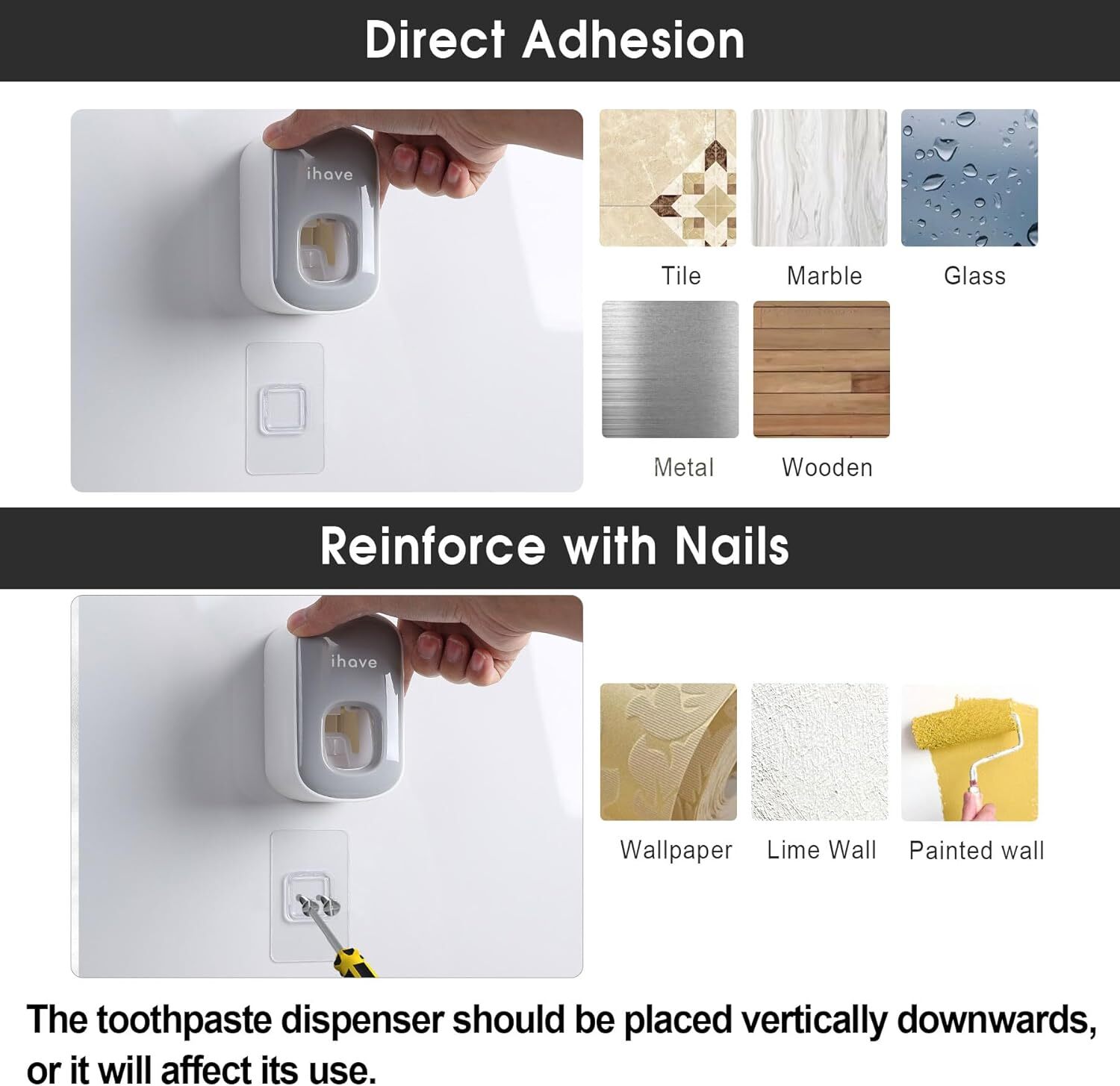 iHave Toothpaste Dispenser Wall Mount for Bathroom