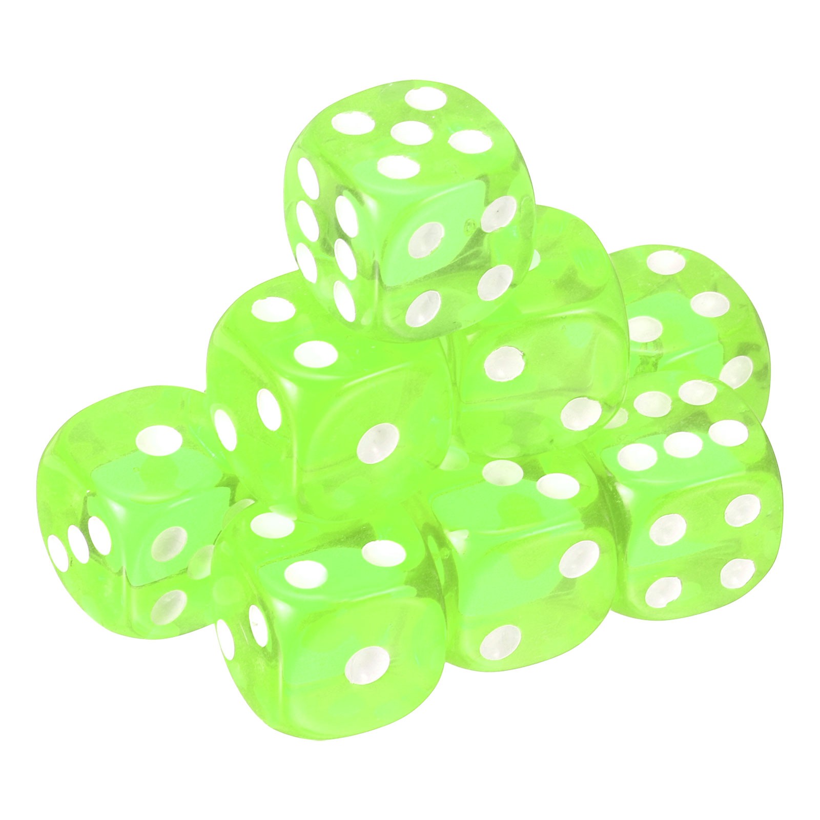 10Pcs 6 Sided Acrylic Dice, 18mm/0.71" Rounded Corner Dice, Fluorescent Green