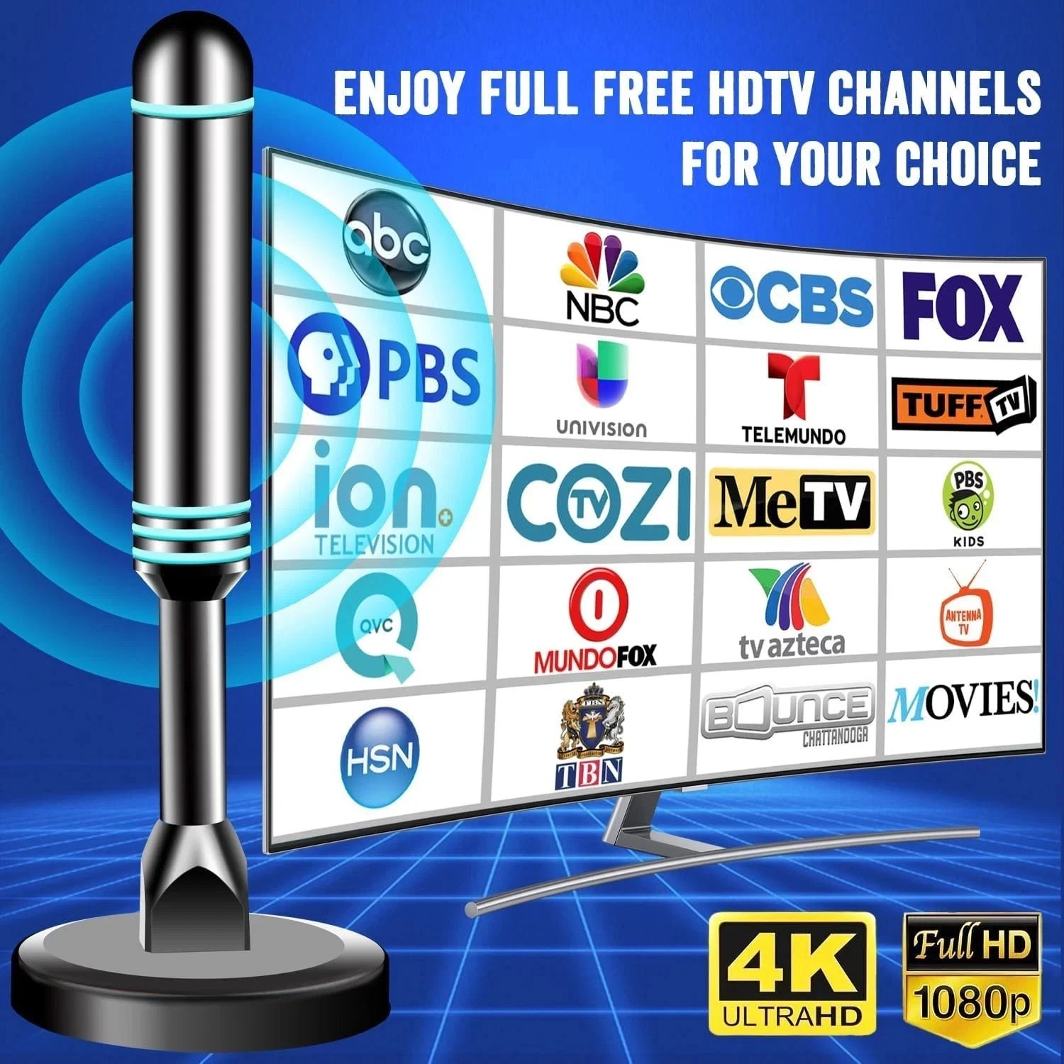 Antena De TV Television Digital Para TV Para Interior HD Canales Gratuitos 1080P