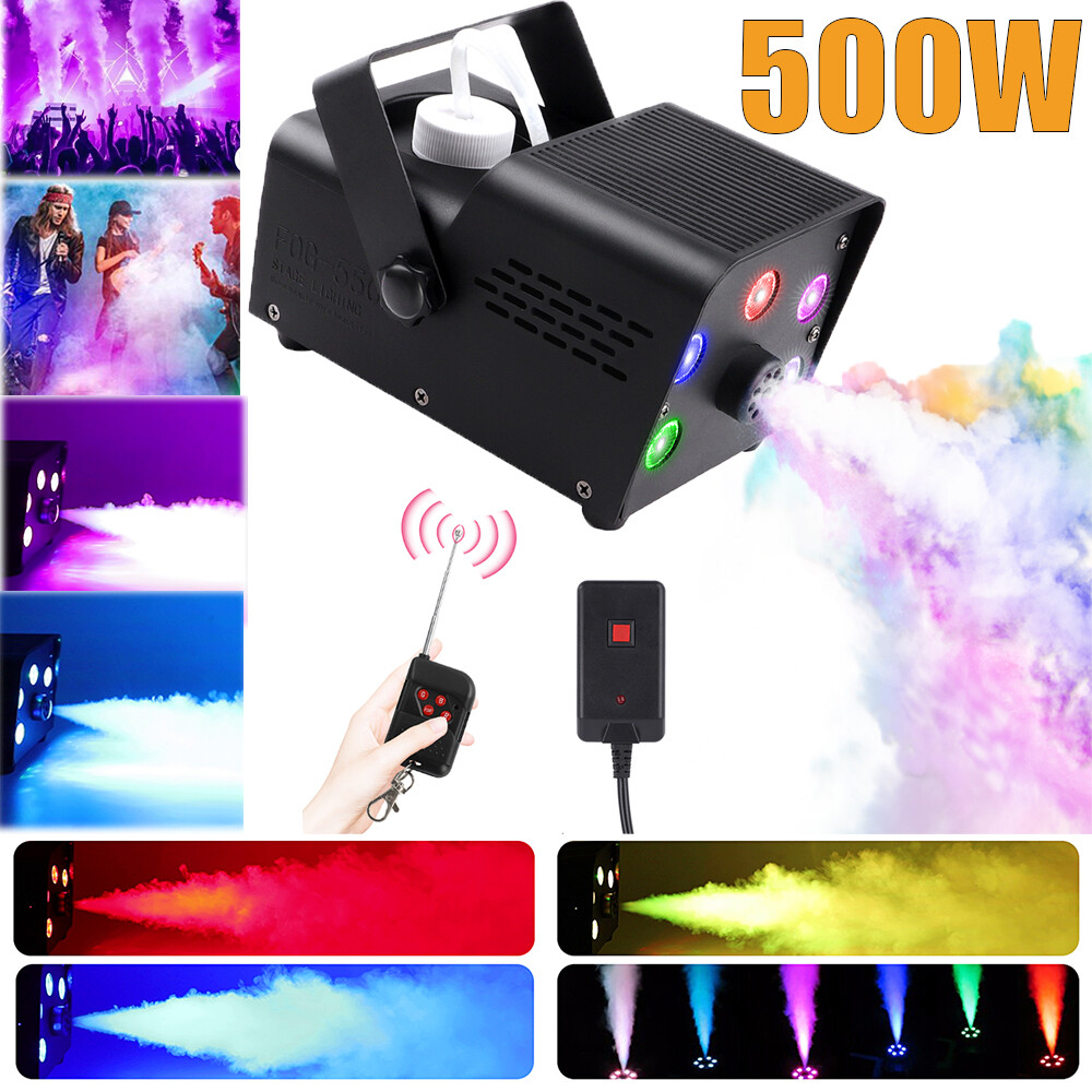 UKING 500W Smoke Fog Machine RGB Muti Color LED DJ Party Wedding Stage Light
