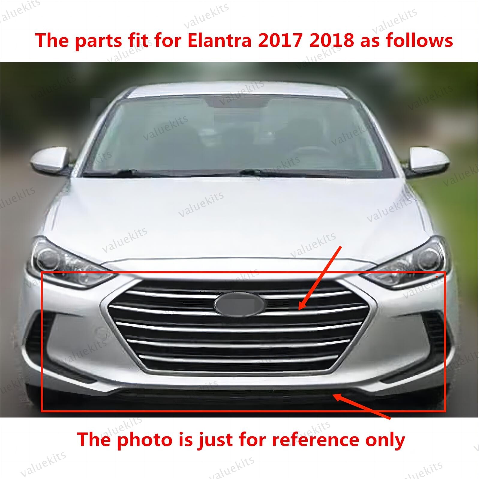 7PC For Elantra 2017 2018 Radiator Cover Grille Headlight Bumper Bracket Kit