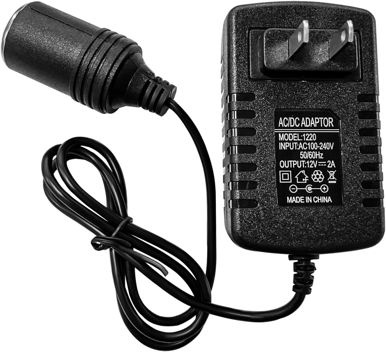 AC to DC Converter, 100-240V to 12V 2A 24W AC/DC Converter, Cigarette Lighter So