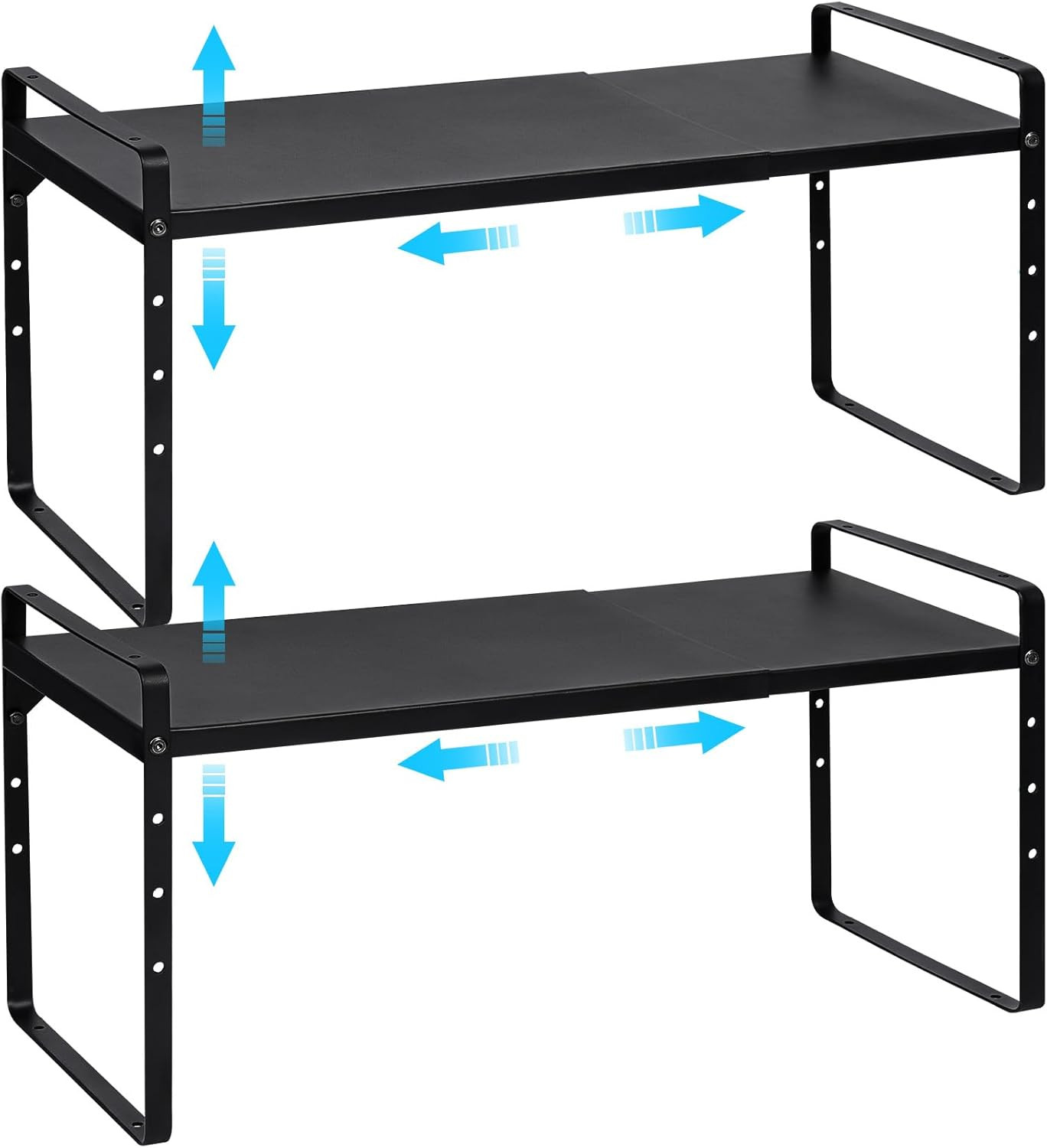 Set of 2 Expandable Cabinet Shelf Organizer, Stackable Kitchen Countertop Shelve