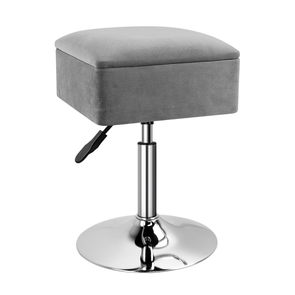 Adjustable Vanity Stool with Storage Velvet 360° Swivel Makeup Stool Small Ot...