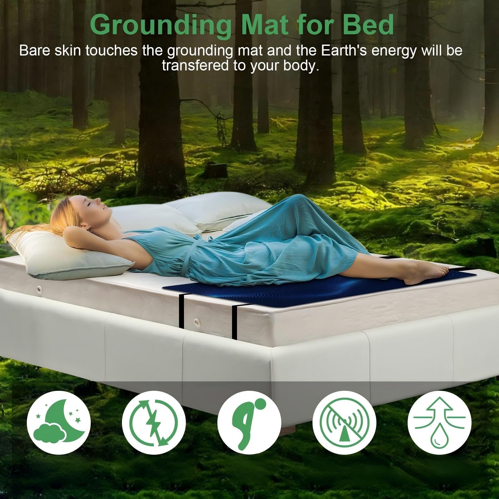 Grounding Mat with Cord, Anti-Static Earthing Queen, 60"x27", Black