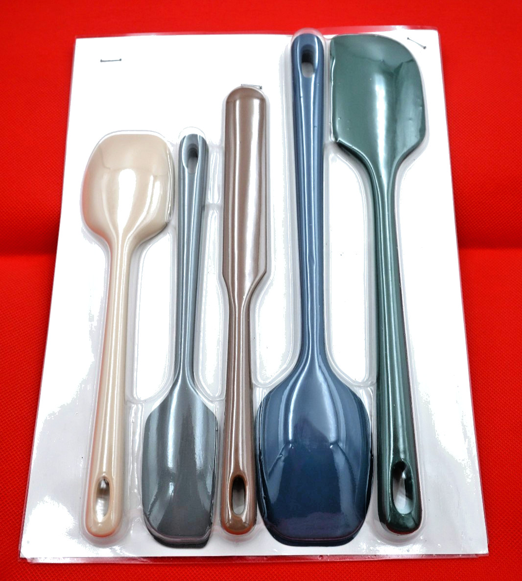 Pack of 5 Silicone Spatulas Set ChifAide for nonstick cookware Natural Color