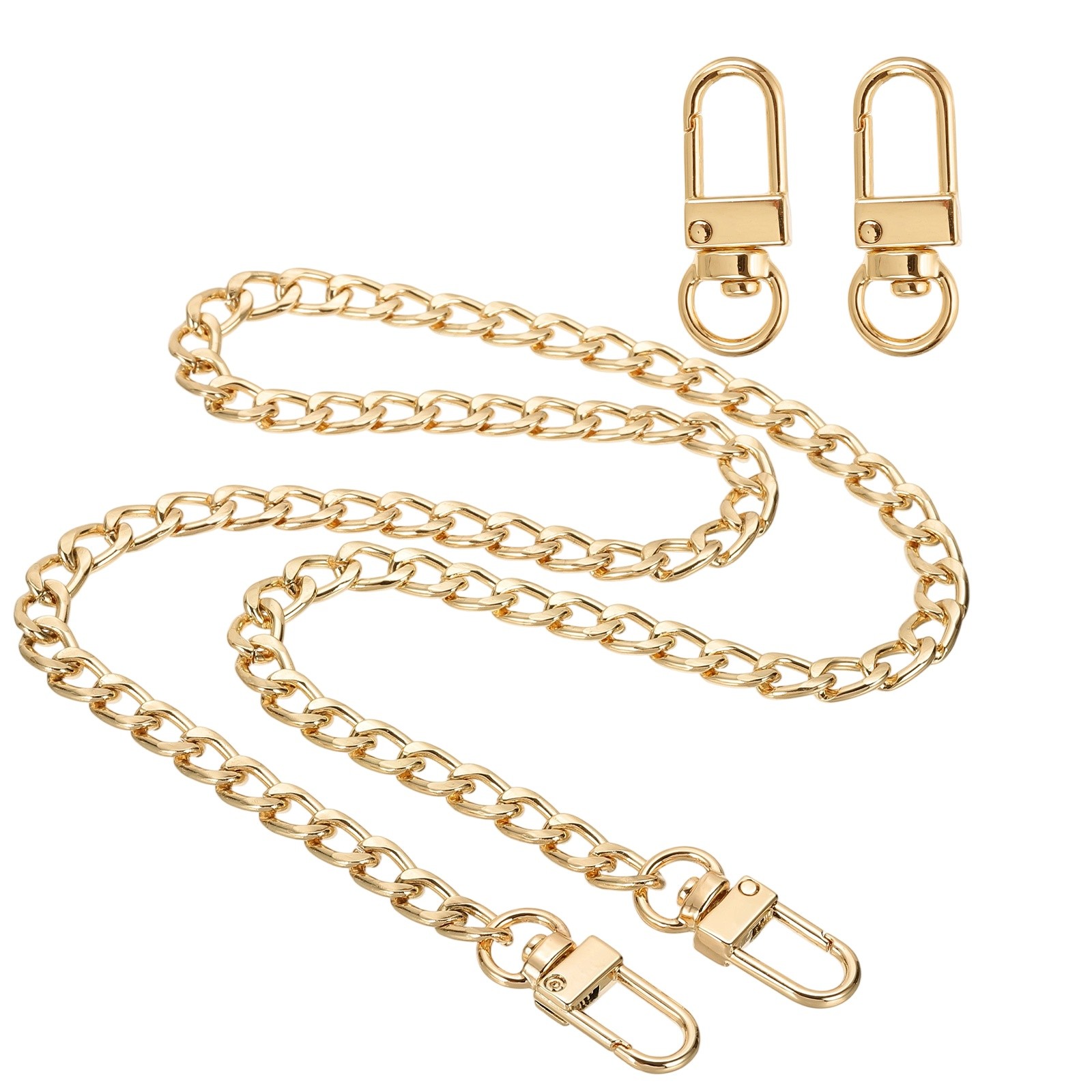 27.6" Flat Purse Chain Strap, Lobster Swivel Trigger Clips Style1, Gold
