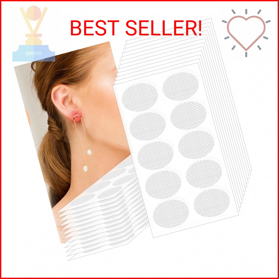 500PCS Ear Lobe Support Patches for Earrings, Clear Earring Stickers for Heavy E