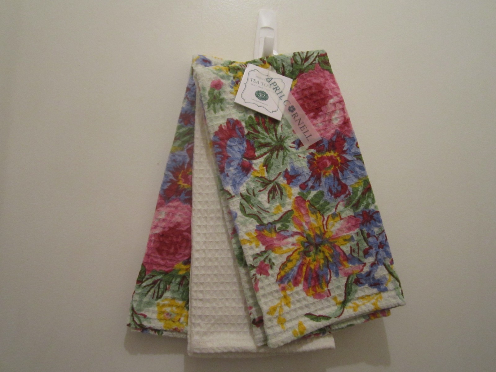 April Cornell NWT Kitchen Set of 3 Dish Towels Wildflowers Waffle Weave ~ Cotton