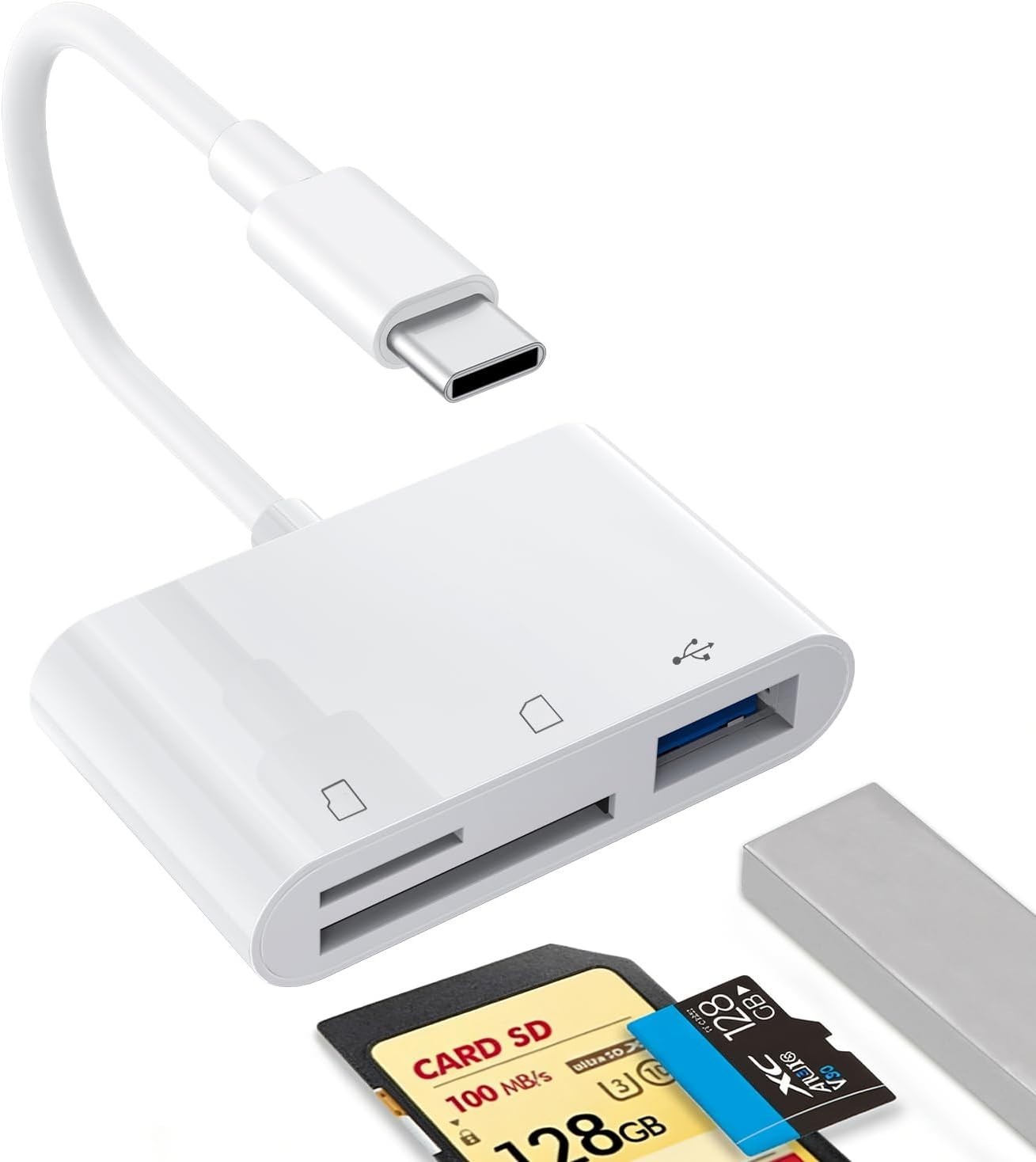1PCS USB C to SD Card Reader, SD/TF/USB 3-in-1 Memory Card Reader, Compatible...
