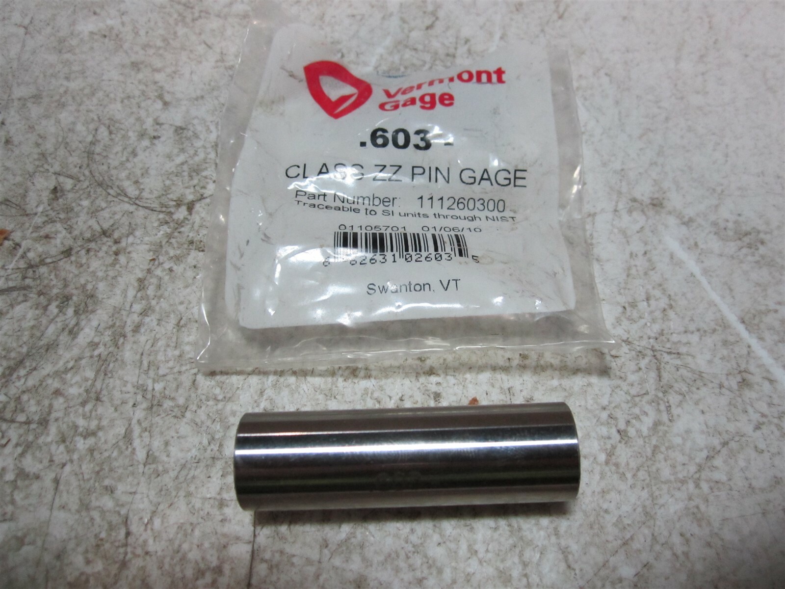 Vermont Gage (111260300) 0.603 Diameter Class ZZ Pin Gage
