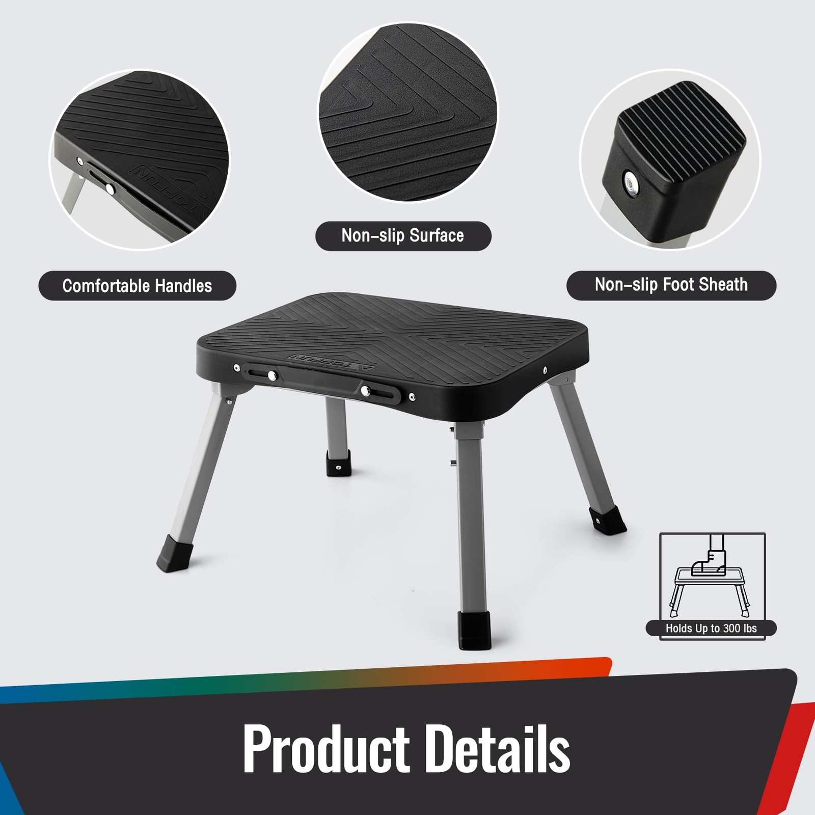 11 Folding Step Stool, Non-Slip 16x12 Large Platform, Portable Compact Sturdy...