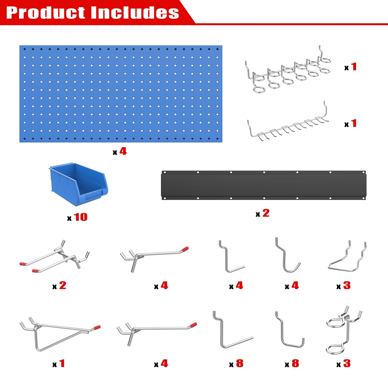 Pegboard Wall Organizer Blue Metal Peg Board Panels Garage Storage System With H