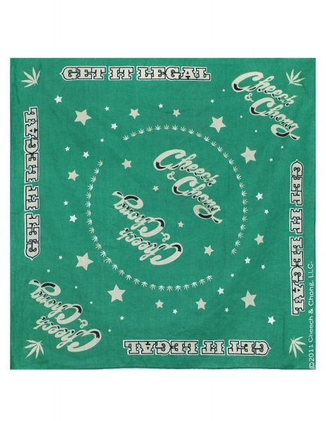 CHEECH & CHONG-GET IT LEGAL-BANDANA-Green-22X22- Hemp,Marijuana Leaf,Grateful