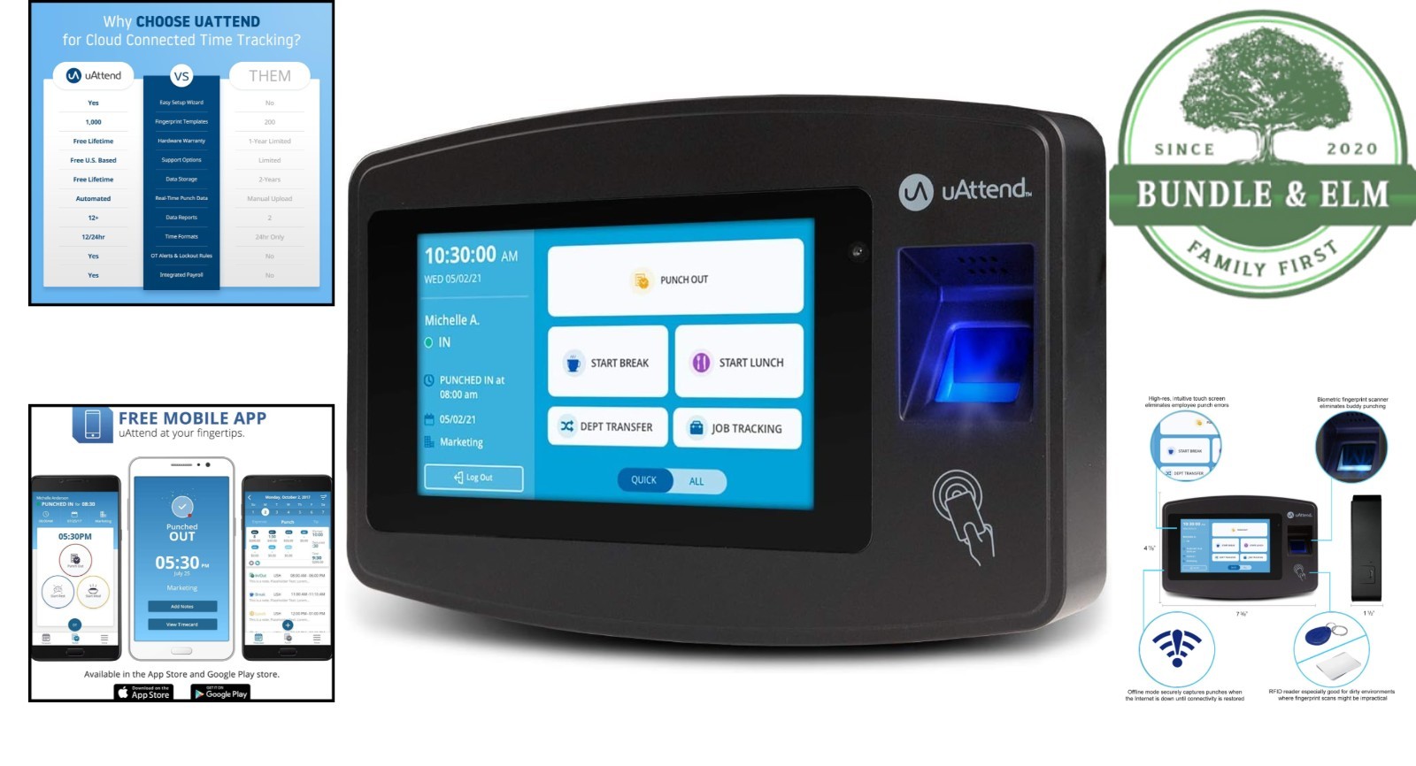 Biometric Fingerprint Time Clock with RFID and Cloud-Based Attendance System