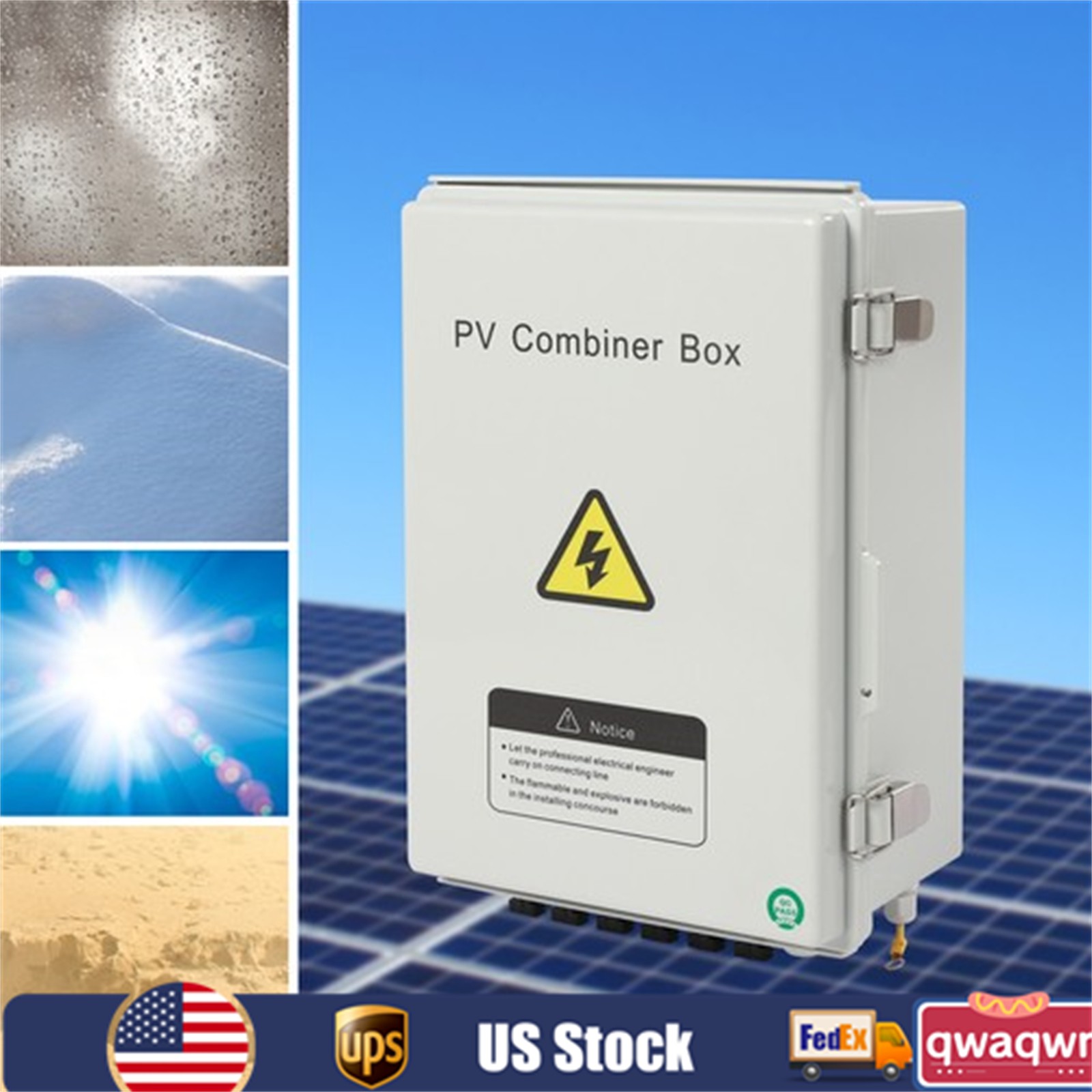 6 String Solar PV Combiner Box 63A Circuit Breaker Junction Box for Solar Panels