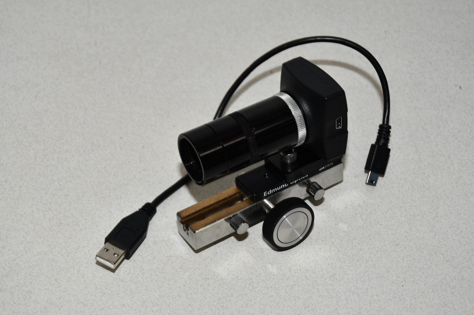 ^ Imaging Development Systems IDS UI-1540LE-M-GL-Trigger Camera & Edmund Rail