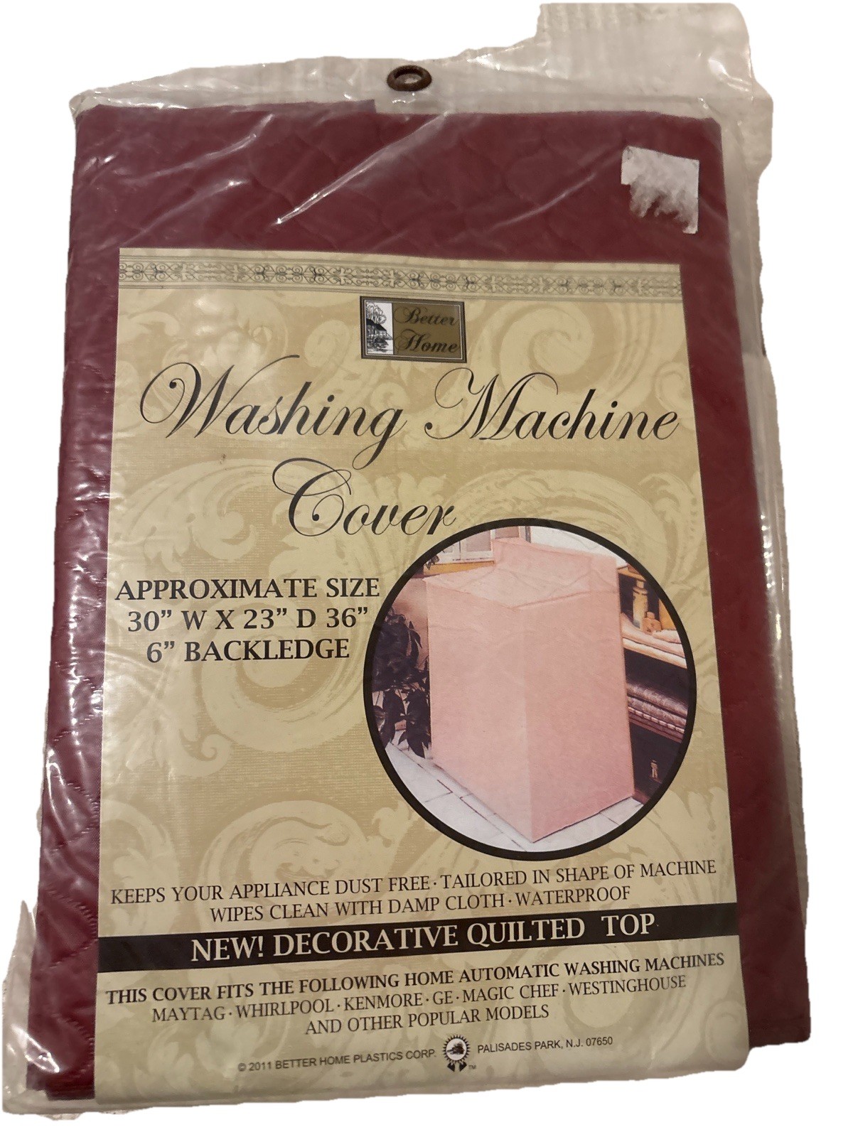 Better Home Quilted Washing Machine Cover Waterproof Maroon 30x23x36 NWT D/C
